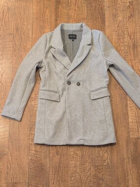 Love Tree Light Gray Double-Breasted Peacoat